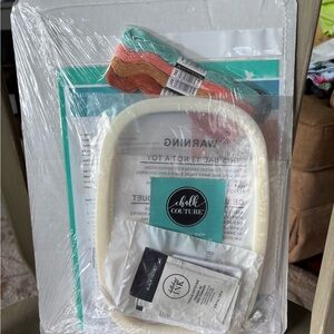 Stitched. Chalk couture  Kit Bird Embroidery Kit in Teal & Peach